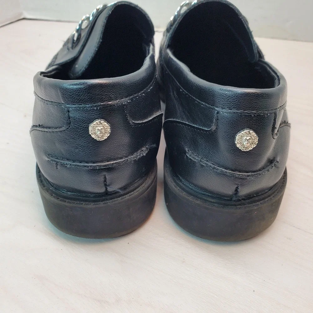 Anne‎ Klein Women's Black Loafers with Silver Chain Detail Size 9.5M